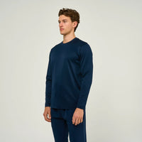 Loiano Egyptian Cotton Long Sleeve T-Shirt - Navy