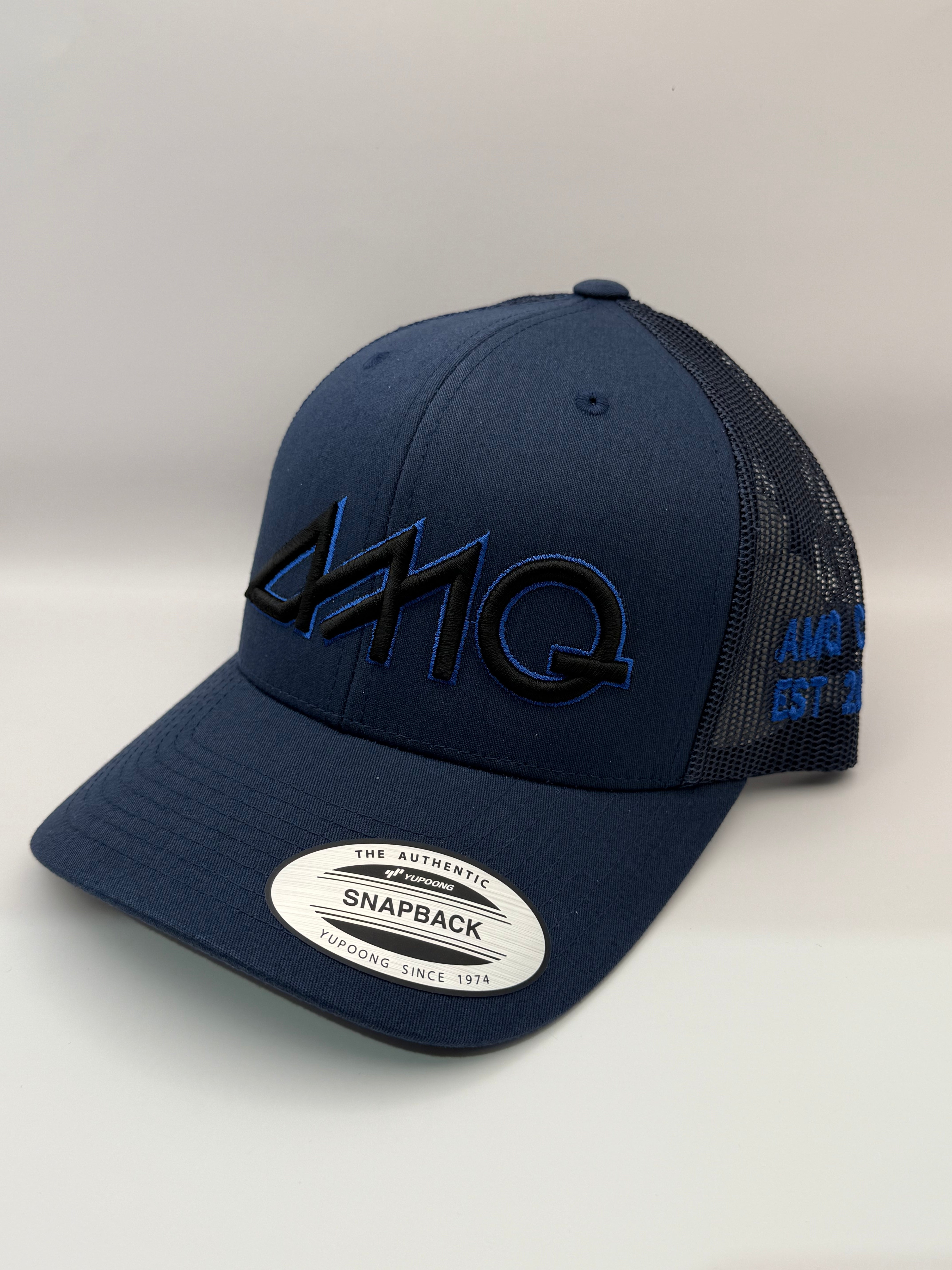 AMQ Black/Blue Trim Logo Cap - Navy