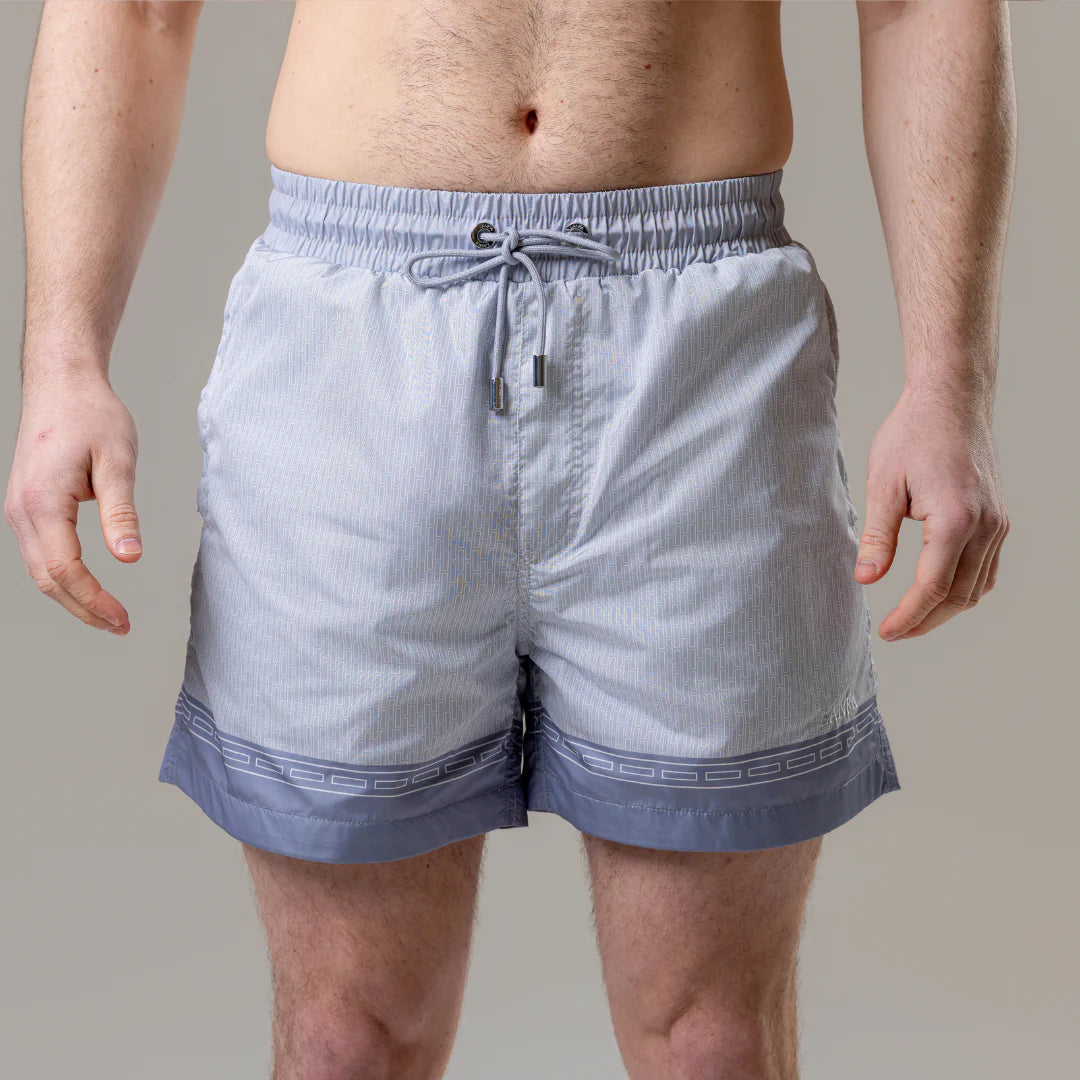 Lanka Pattern Trim Swim Shorts - Grey