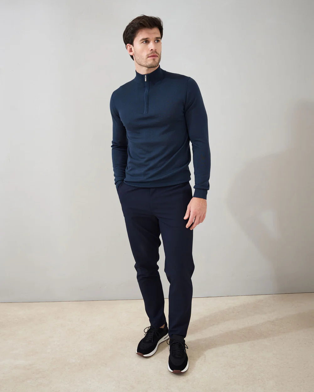 Malenzo Slim Fit ‘Amalfi’ 1/4 Zip - Midnight Navy
