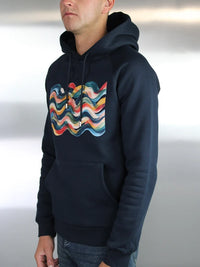 White Threads Brushed Wave Hoodie - Navy