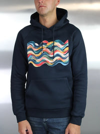 White Threads Brushed Wave Hoodie - Navy