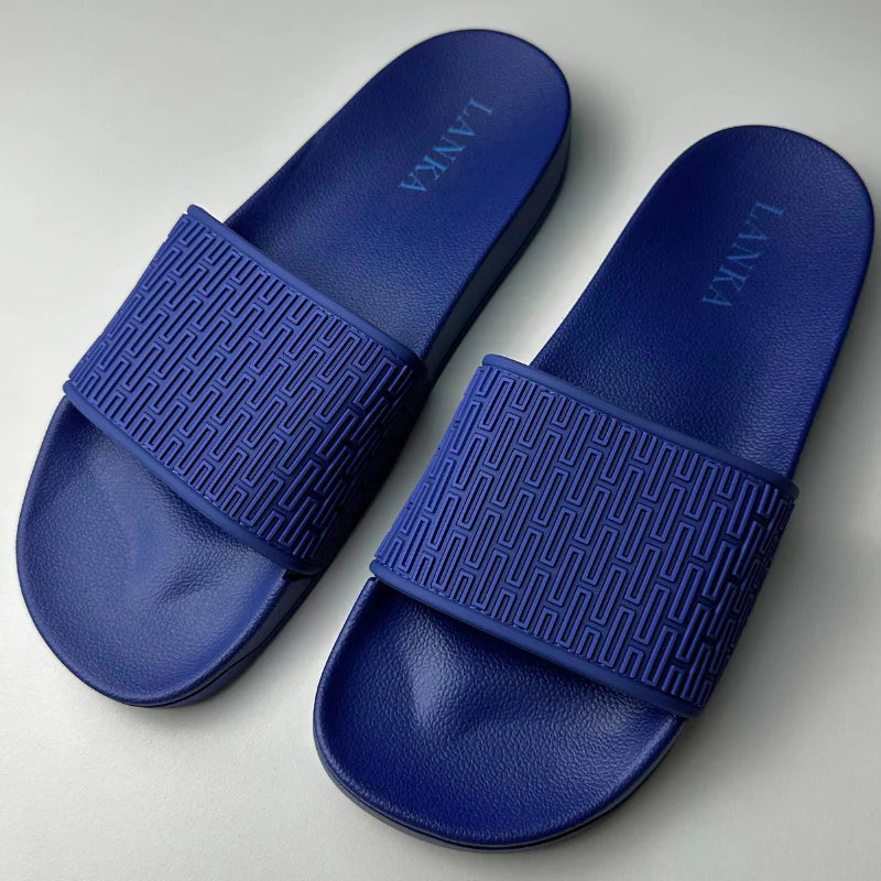 Lanka Embossed Sliders - Navy