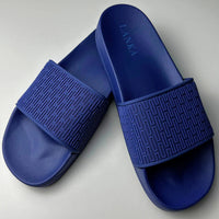 Lanka Embossed Sliders - Navy