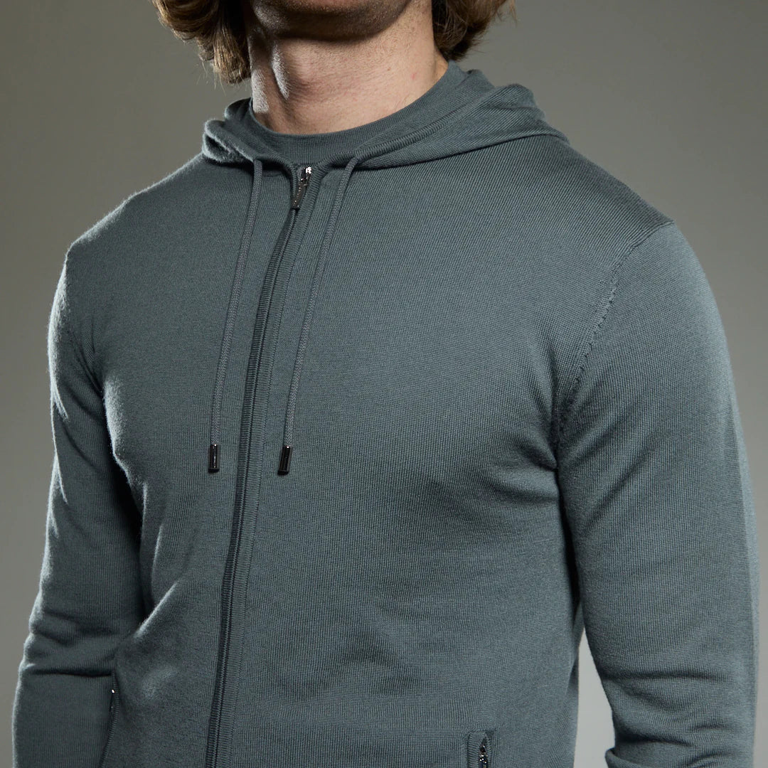 Malenzo Extra Fine Merino 'Ravenna' Zip Hoodie - Grey