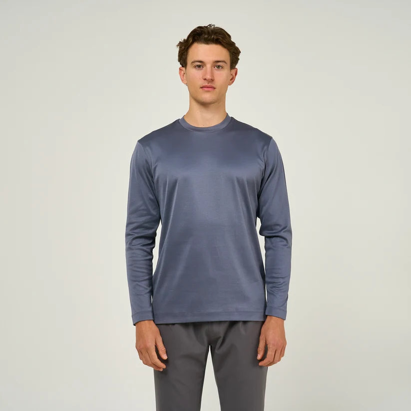 Loiano Egyptian Cotton Long Sleeve T-Shirt - Steel Grey