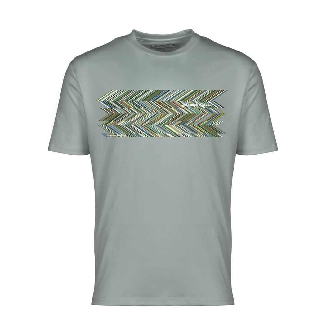 Moda Bandidos Green Shear Zig T-Shirt - Grey