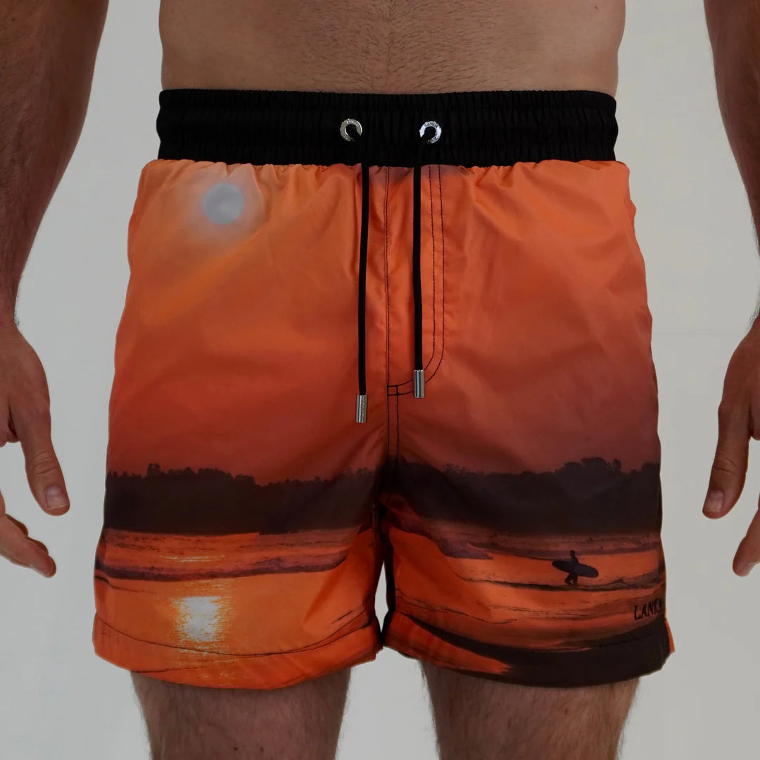 Lanka Print Swim Shorts - Orange