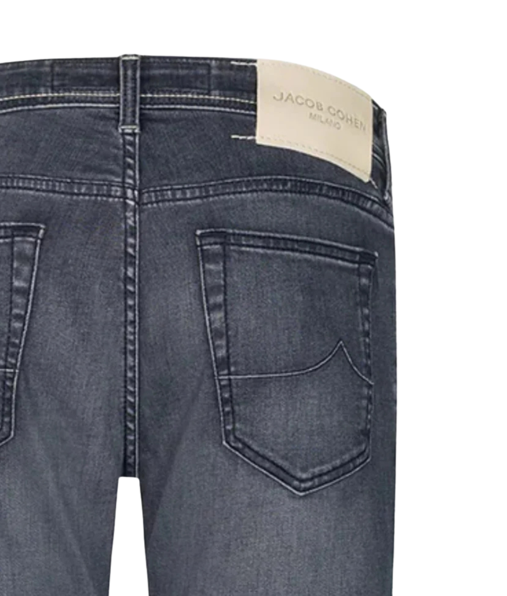 Jacob Cohen Grey Nick Slim Fit Jeans BARD, Light Grey Leather Back