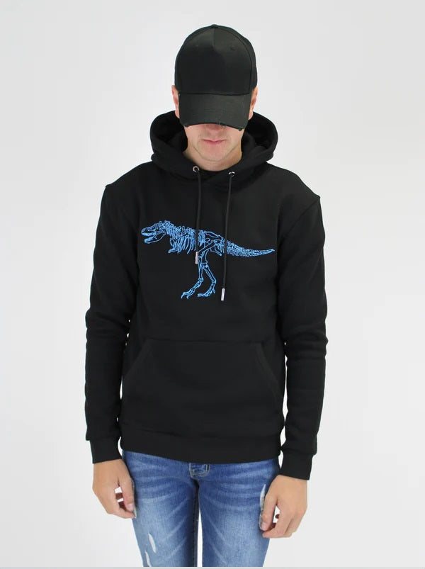 White Threads, Black Dino Hoodie