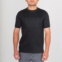 Lanka Box Pattern Stitch T-Shirt - Black