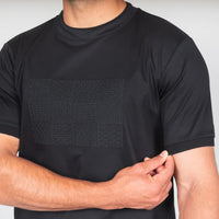 Lanka Box Pattern Stitch T-Shirt - Black