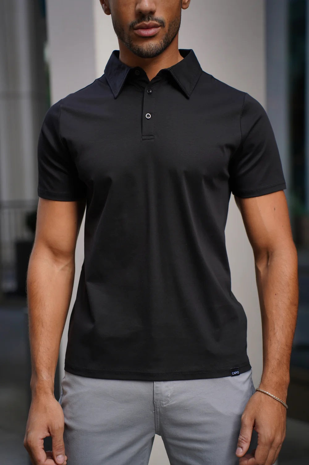 Capo Mercerised Polo - Black