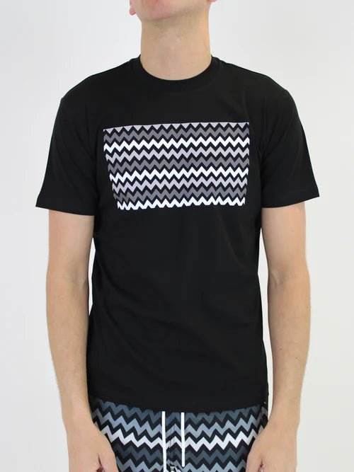 White Threads Black/Grey Zig T-Shirt - Black