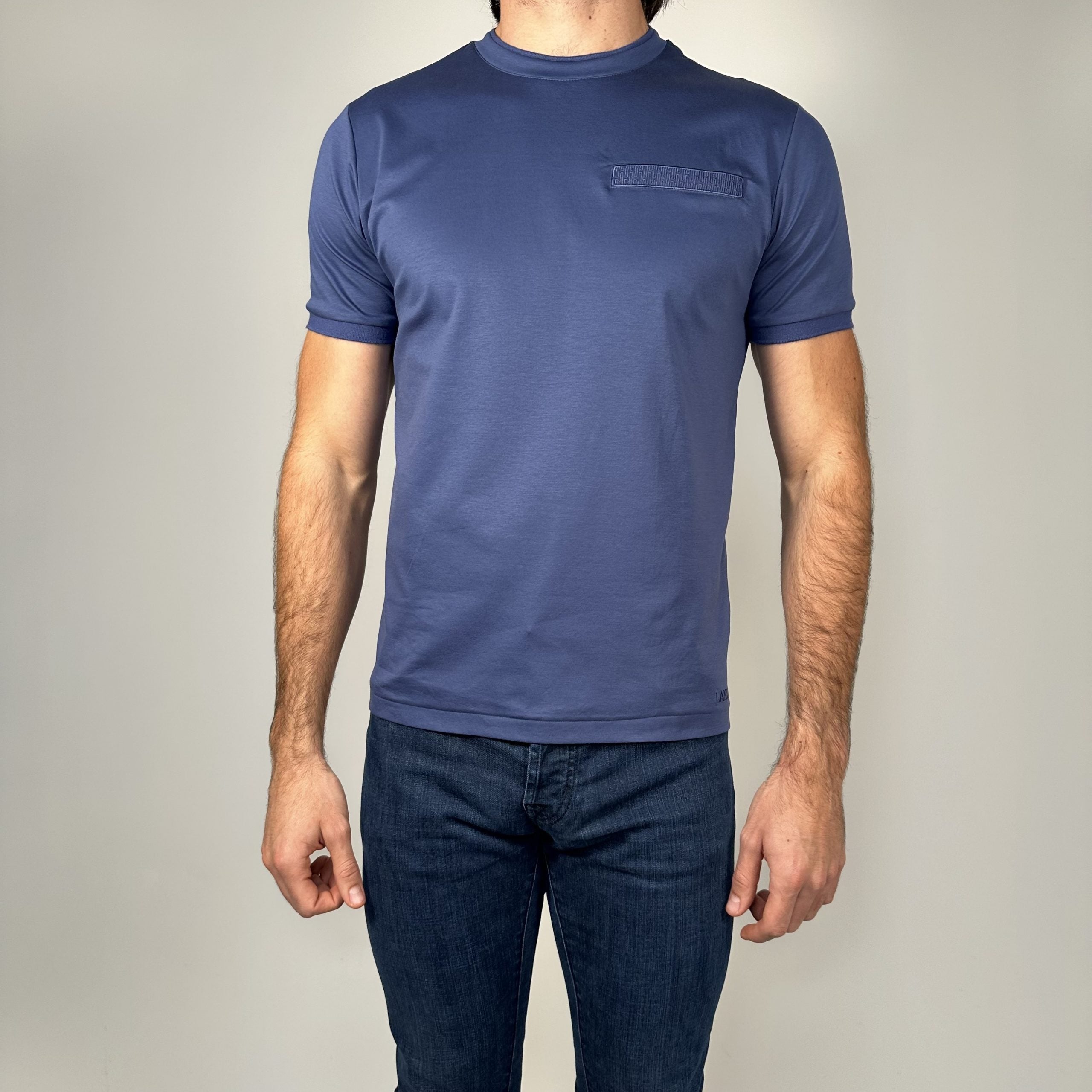 Lanka, Azure Blue Mercerised Pocket T-shirt