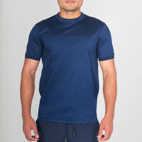 Lanka Box Pattern Stitch T-Shirt - Navy