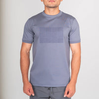 Lanka Box Pattern Stitch T-Shirt - Steel Blue