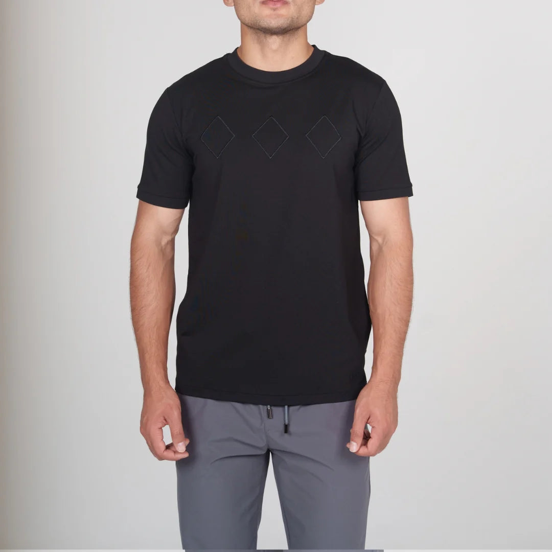 Lanka Diamond Stitch T-Shirt - Black