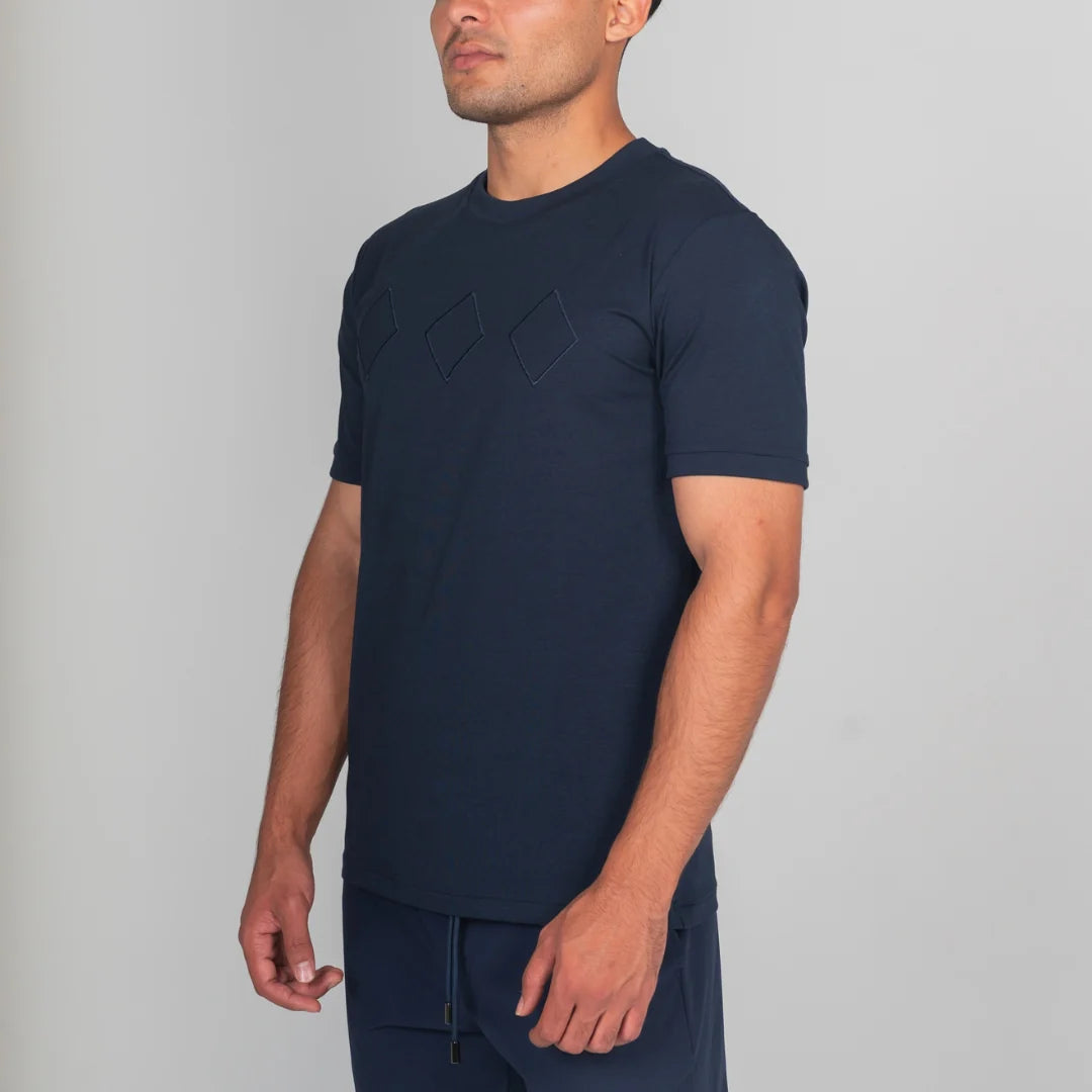Lanka Diamond Stitch T-Shirt - Navy