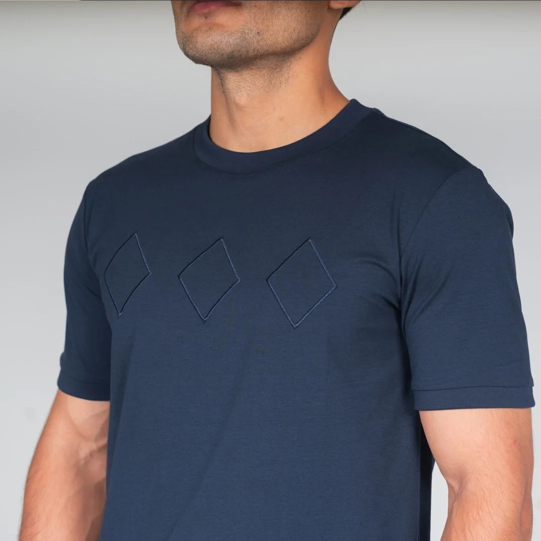 Lanka Diamond Stitch T-Shirt - Navy