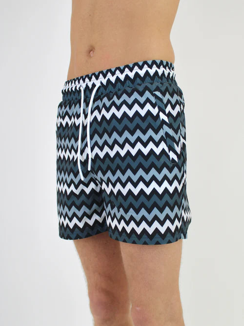 White Threads Zig-Zag Swim Shorts - Black/Grey