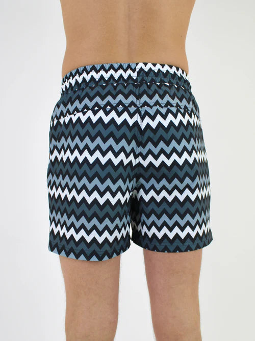 White Threads Zig-Zag Swim Shorts - Black/Grey