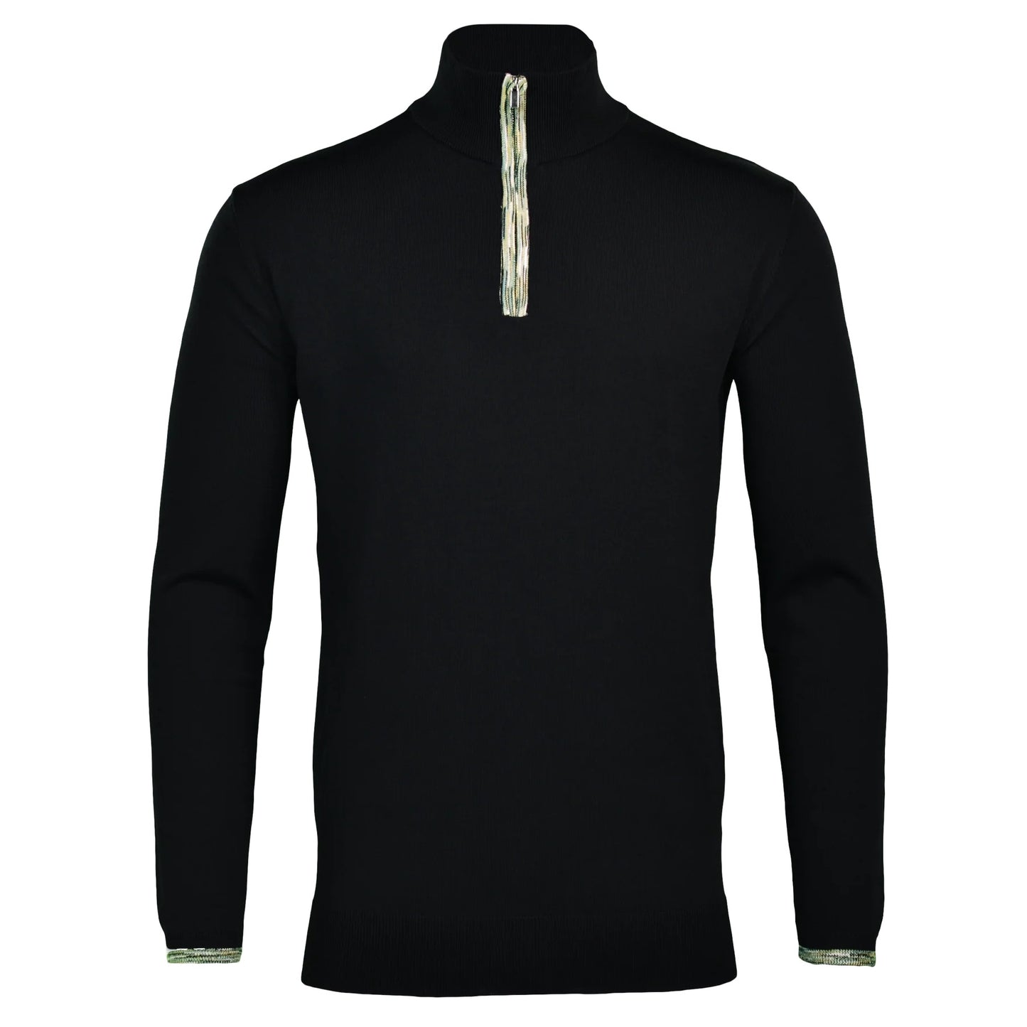 Moda Bandidos Long Sleeve Spacedye Green Trim Quarter Zip