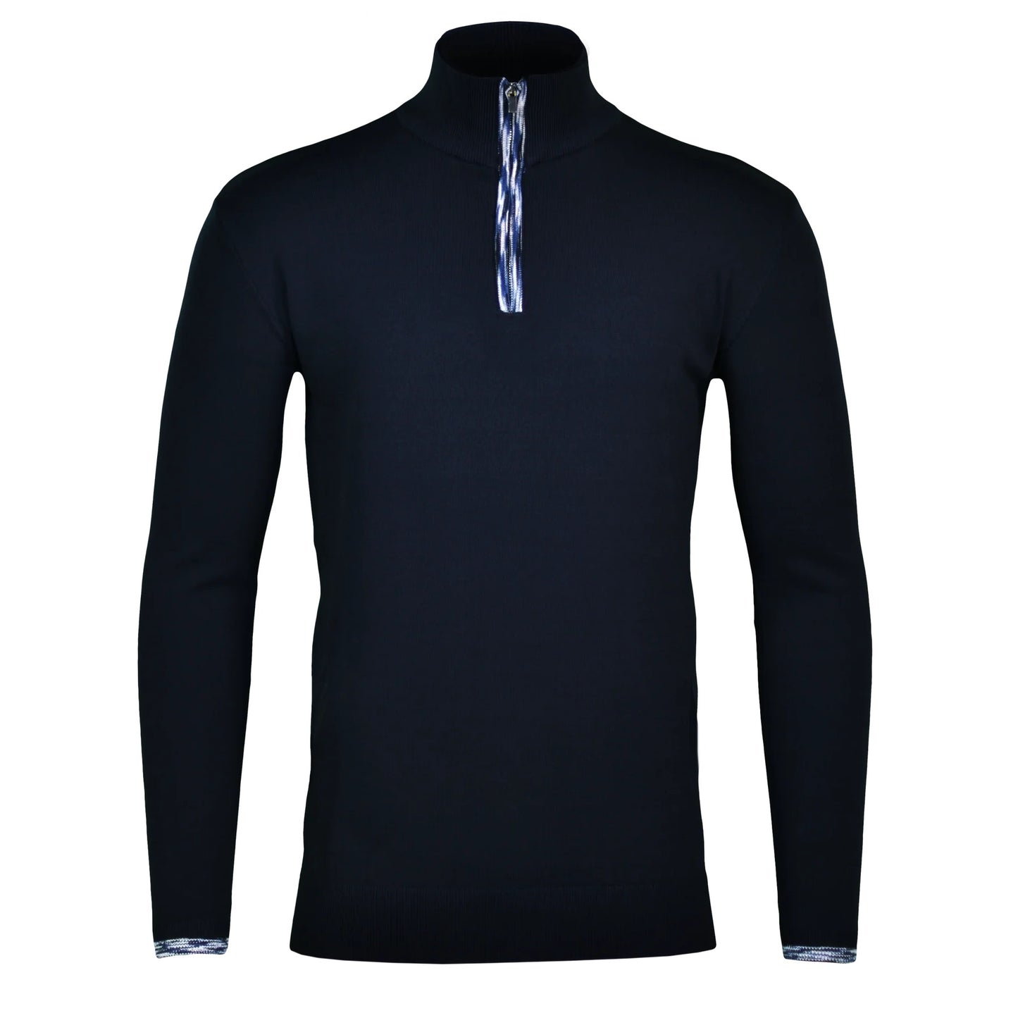 Moda Bandidos Long Sleeve Spacedye Navy Trim Quarter Zip