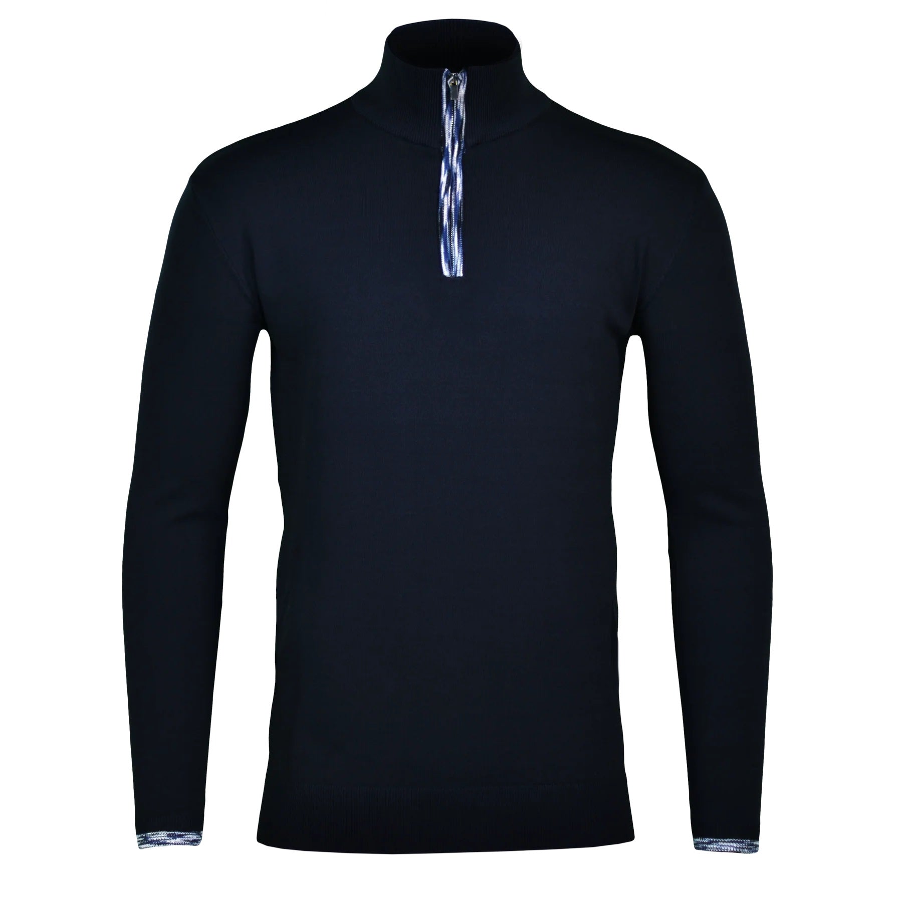 Moda Bandidos Long Sleeve Spacedye Navy Trim Quarter Zip