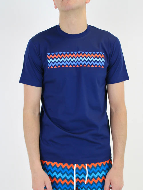 White Threads Red/Blue Zig Strip T-Shirt - Navy