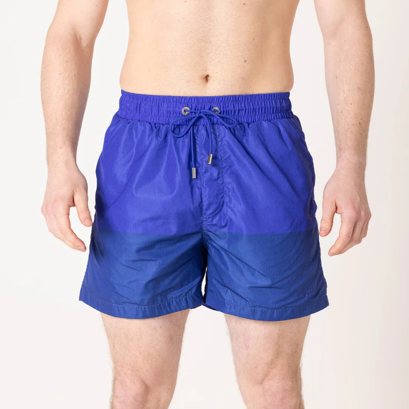 Lanka Split Swim Shorts - Azure Blue/Navy