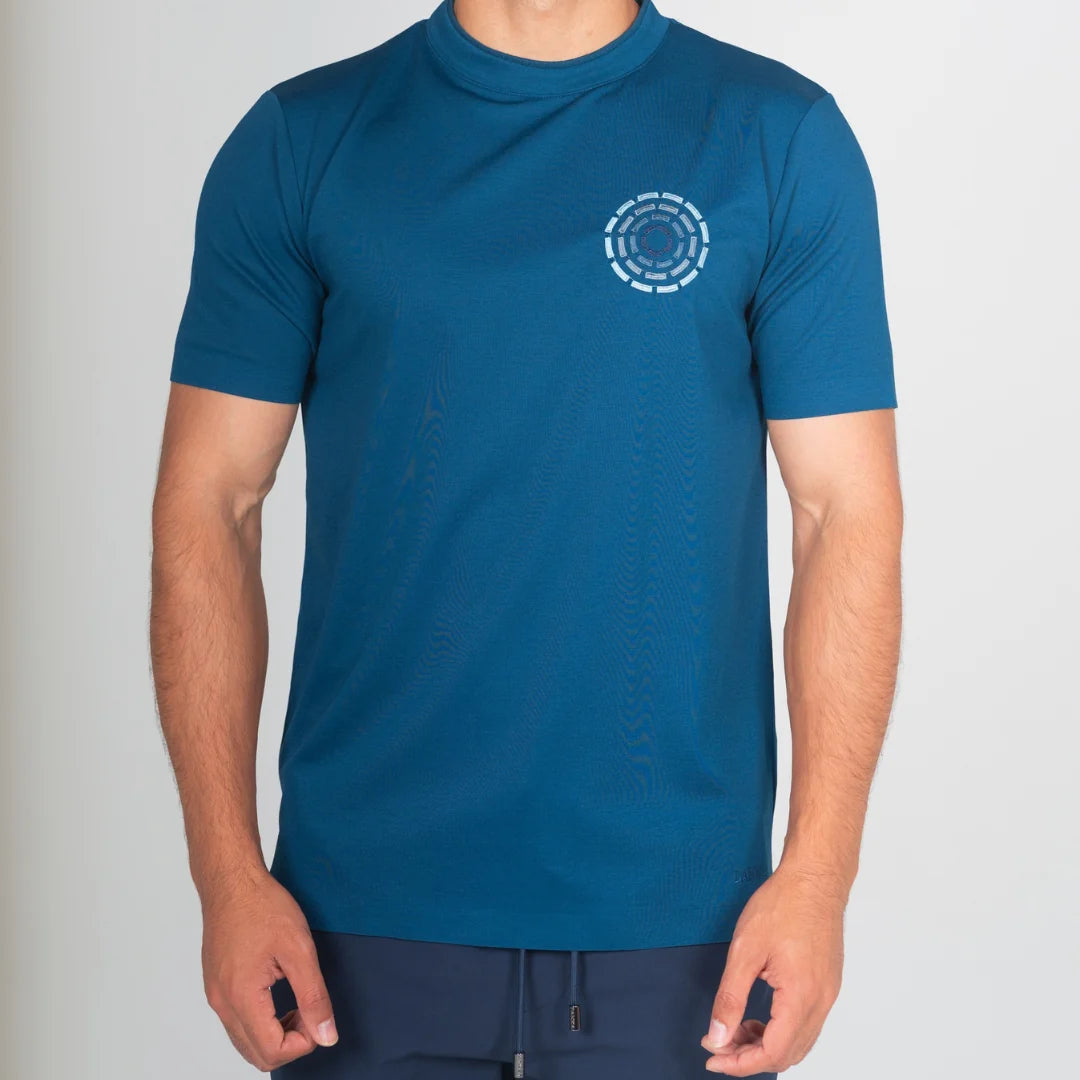 Lanka Circle Stitch T-Shirt - Teal Blue