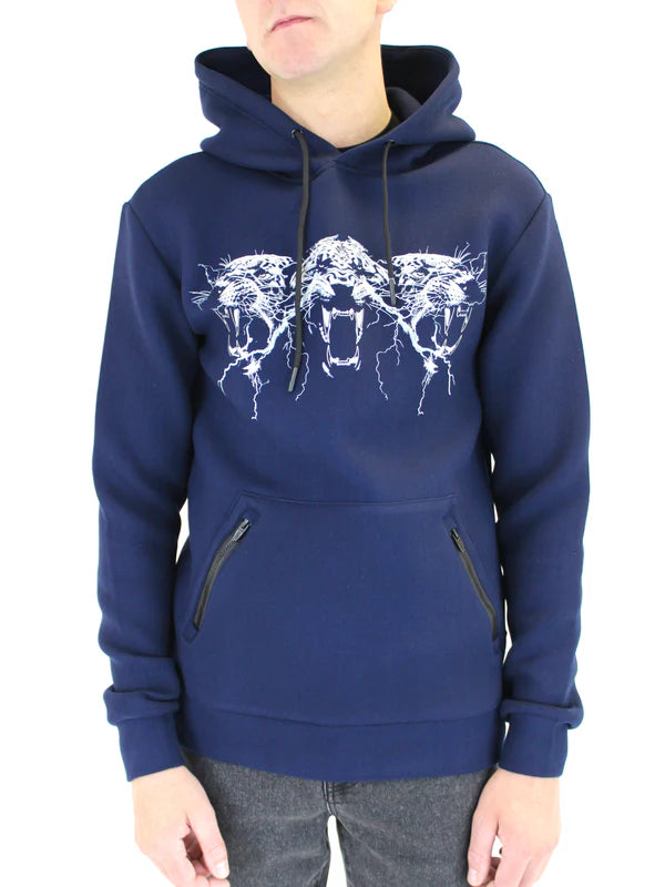 White Threads Trio Tiger Hoodie - Navy