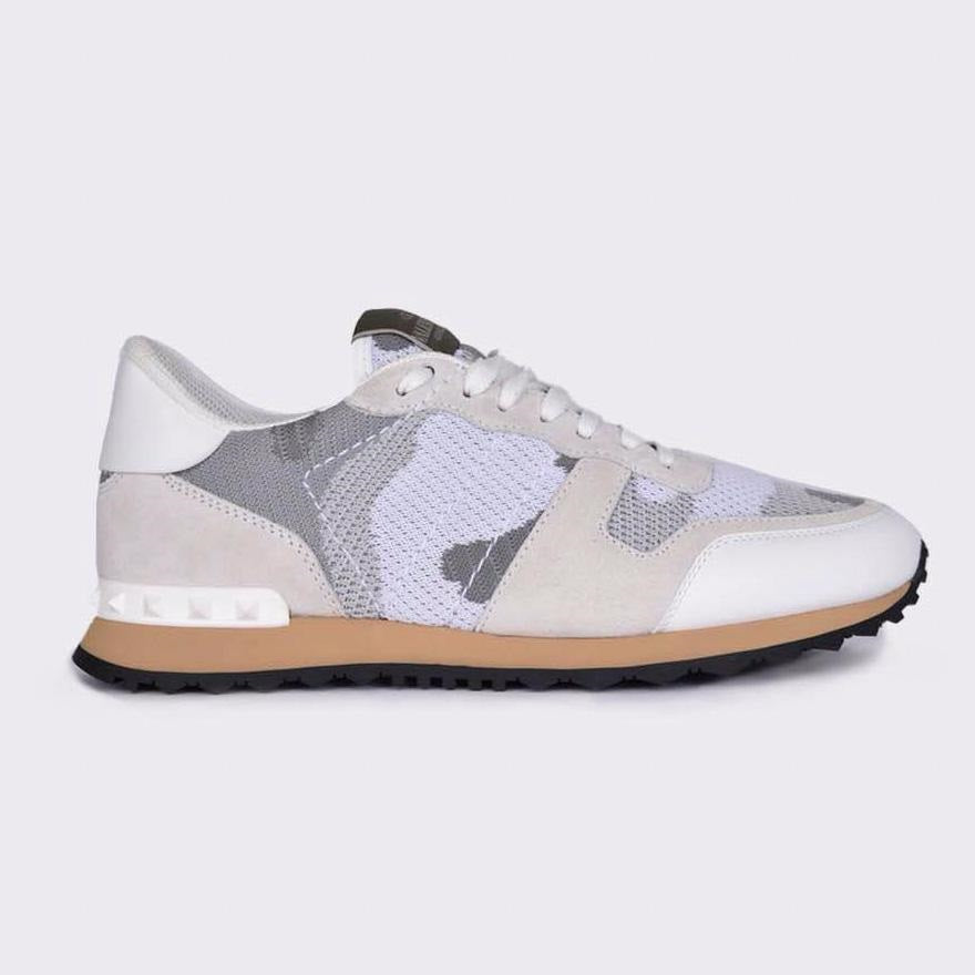 Valentino Trainers, Garavani Rockstud White/Grey Camo (Mesh)