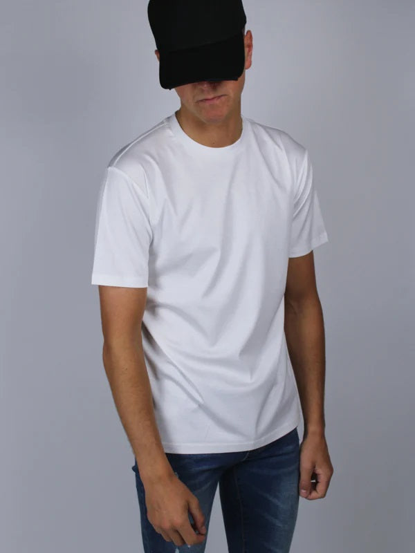 White Threads Plain Mercerised Tee White