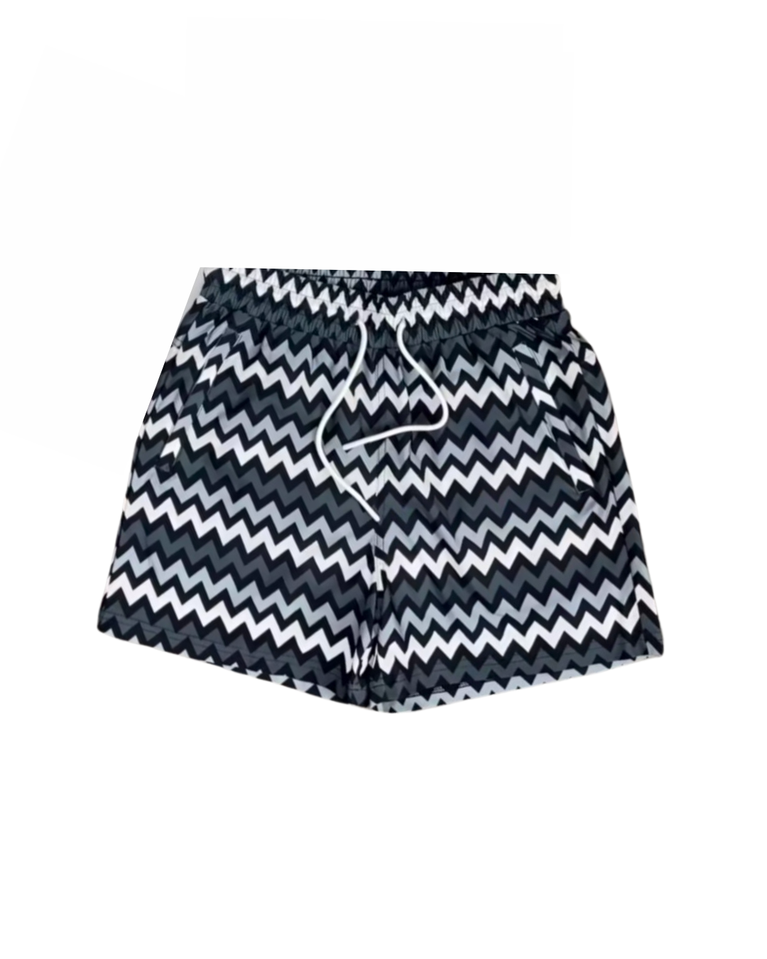 White Threads Zig-Zag Swim Shorts - Black/Grey