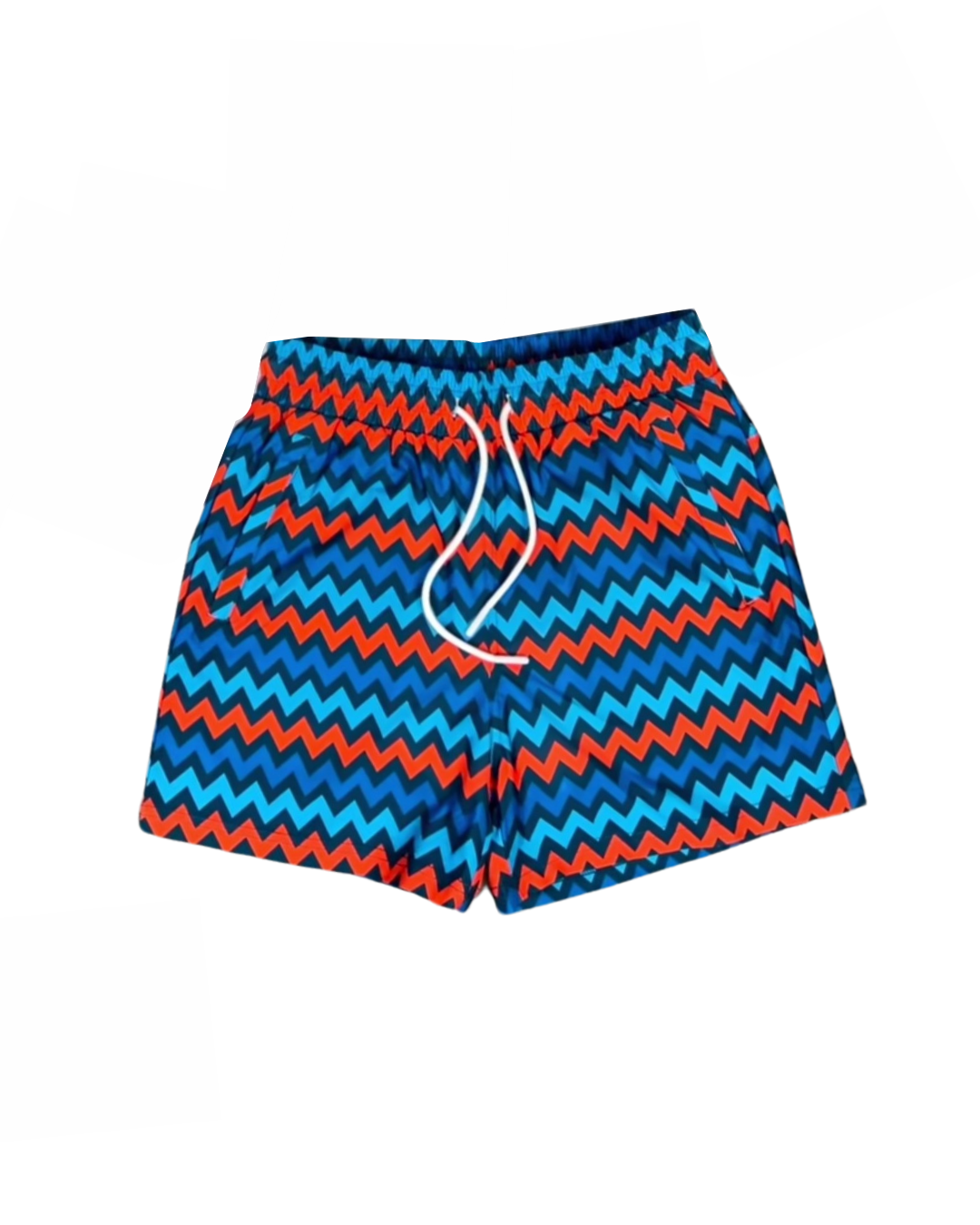 White Threads Zig-Zag Swim Shorts - Red/Blue