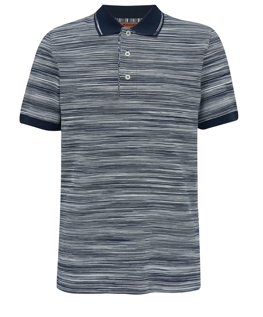 Missoni Polo, White/Navy Stripe - Cavern Menswear